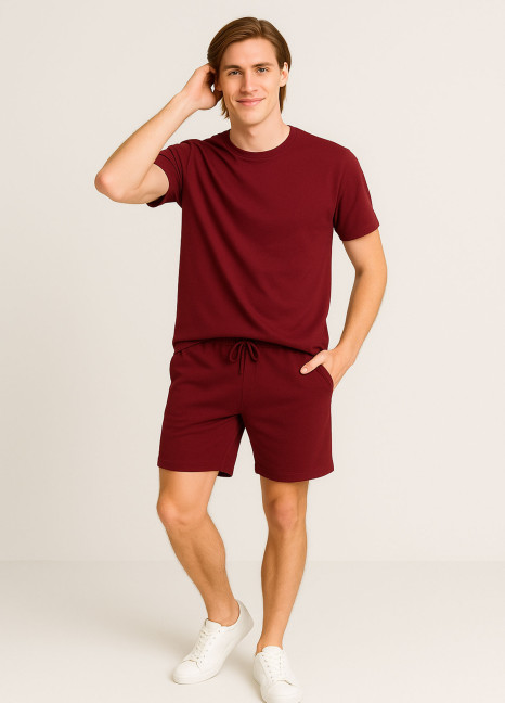 Fluid Knit Shorty Pjs Maroon