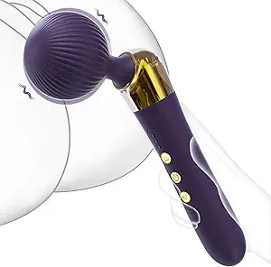 Tilted Head Vibrator Wand Adult Sex Toys, Female Massager Wand Vibrator with Quiet Strong 10 Vibration Modes, Cordless Vibrating Massager Penis Nipple Clitoral Stimulator for Women Couples Pleasure