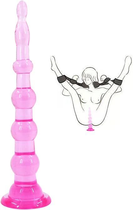 Butt Plug,Anal Beads Super Long Anal Plug Large Butt Plug Dildos with Suction Cup Anal Sex Toy,6 Bead Flexible Anal Plug Anus Dilator Vaginal Prostate Massage Stimulation for Men Women(Pink)