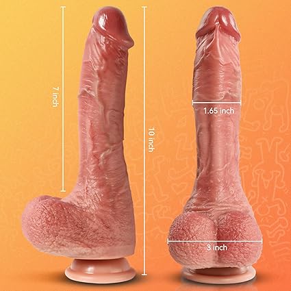 10 Inch Ultra Realistic Dildo Sex Toys, Dual Density Platinum Silicone Dildos for Beginner with Strong Suction Cup, Hands-Free G Spot & Anal Play Adult Toy for Women Men