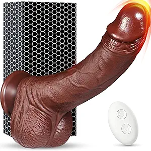8 Inch Brown Thrusting Dildo with 3 Pulsation Thrusting & 5 Vibration Modes, Heated Design with Silicone Suction Cup Base for Versatile Vaginal and Anal Use – Adult Sex Toy