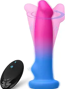 8.6'' Big Rotating Vibrating G-Spot Dildo, 10+1 Modes, Remote, Suction Cup | 10 Dual-Action Modes (Vibration+Rotation) & Onekey Orgasm, Hands-Free Vaginal Clit Massager, IPX6 Waterproof Adult Sex Toys